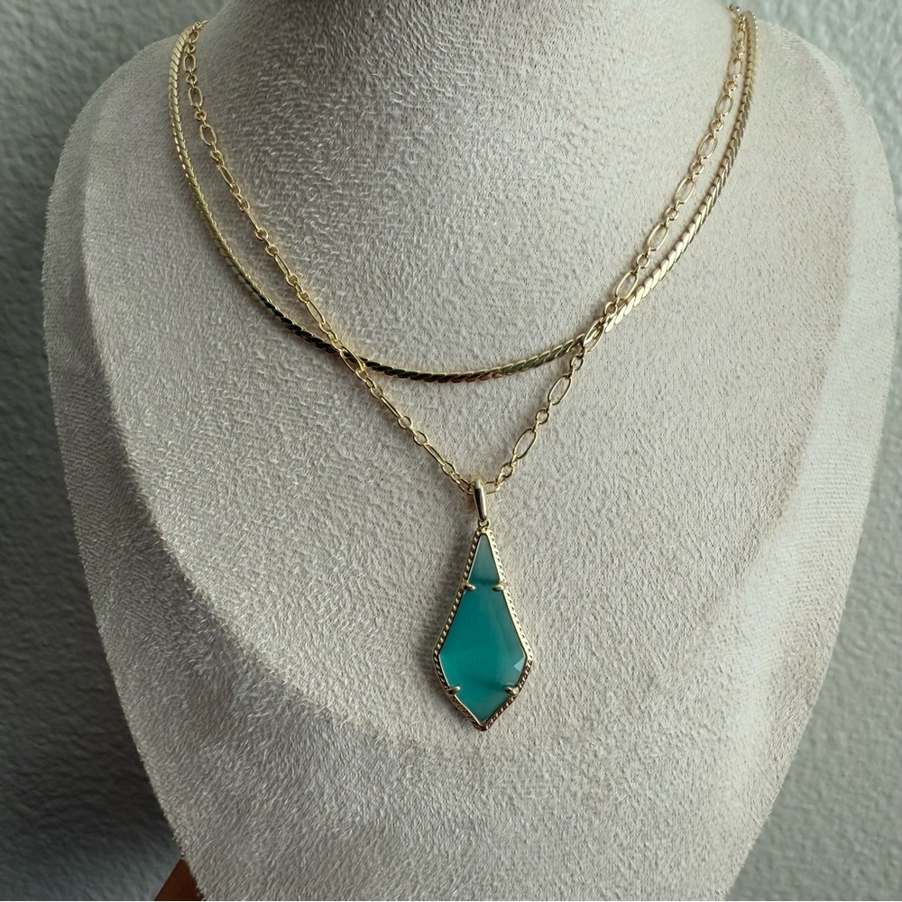 Kendra Scott 14K Gold Over Brass Jesse MultiStrand Necklace -Cat's Eye Glass NWT - Picture 4 of 9